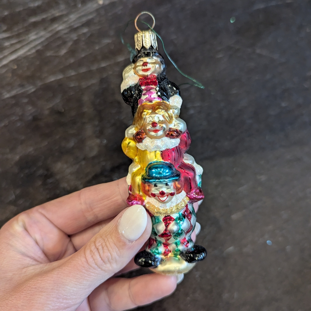 Christopher Radko Clown Trio Ornament - Red, Yellow, Blue